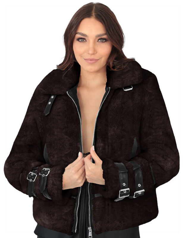 Chamarra Mujer Vinipiel Premuim Afelpada Caf&eacute; O... image number null