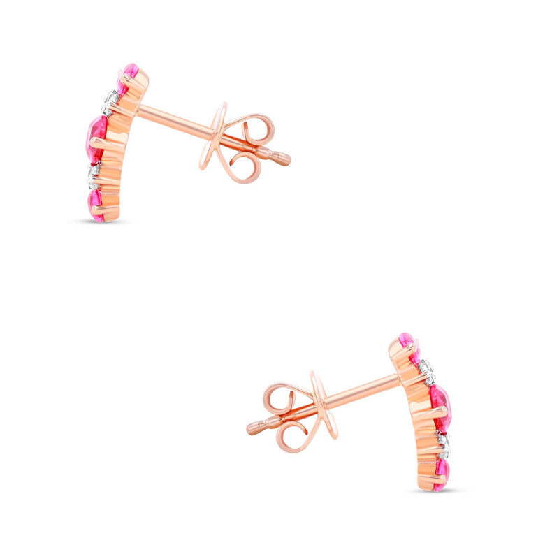 Aretes De Oro Rosa 14k Con 12pts Diamante Y Rub... image number null