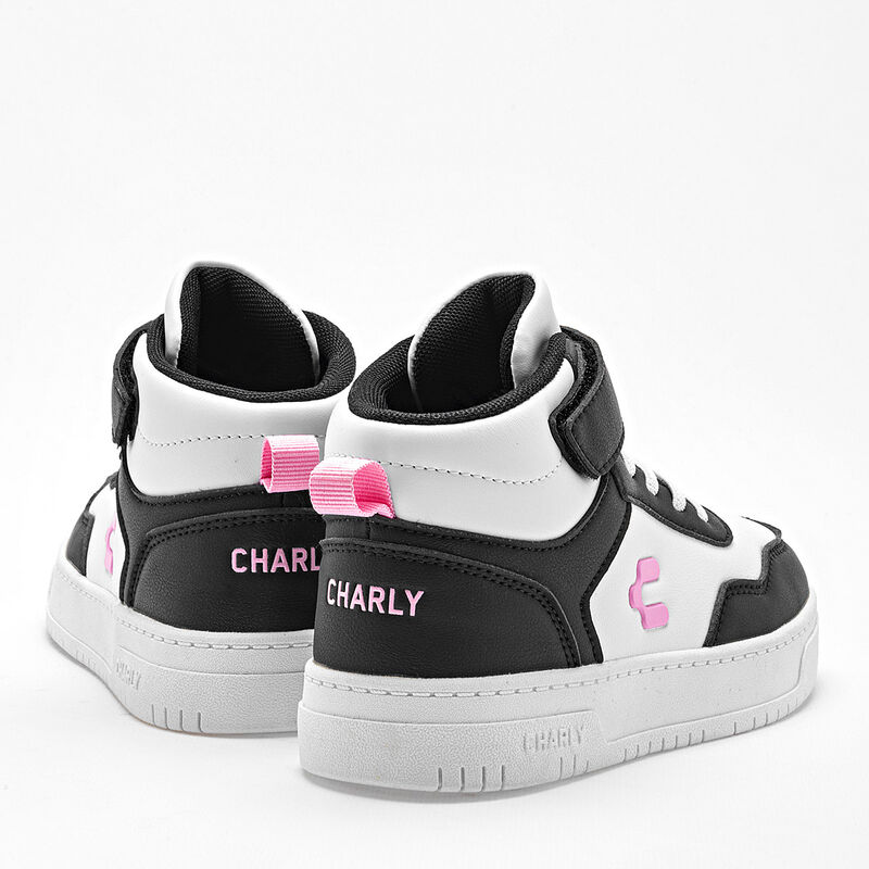 Charly Tenis urbano para ni&ntilde;a blanco negro, agu... image number null
