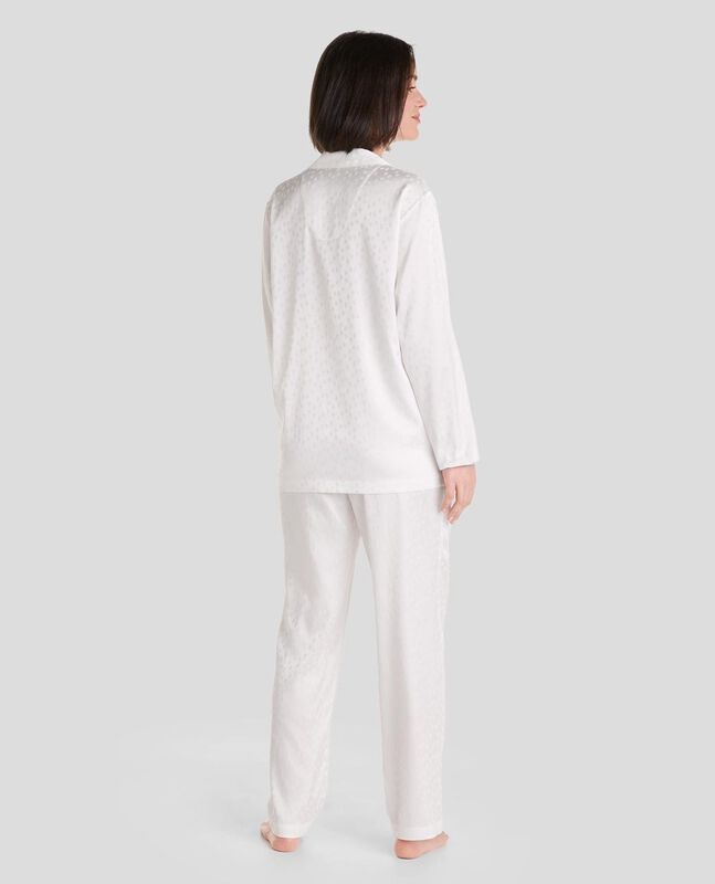 Pijama Largo de Raso Jaquard Marfil image number null