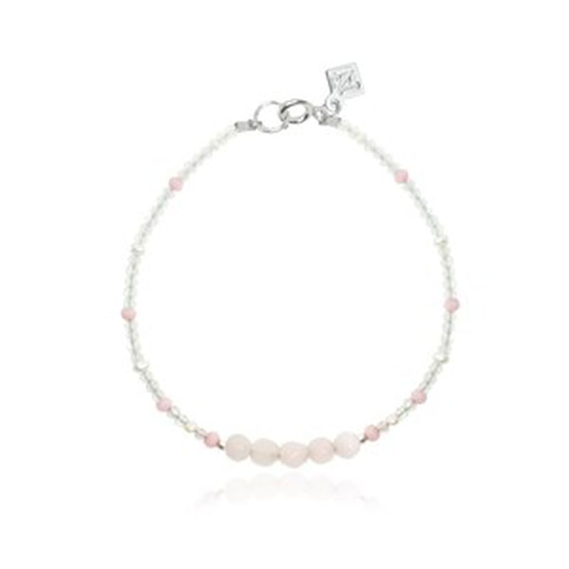 Pulsera de Cuarzo Rosa con Perla y plata .925 image number null