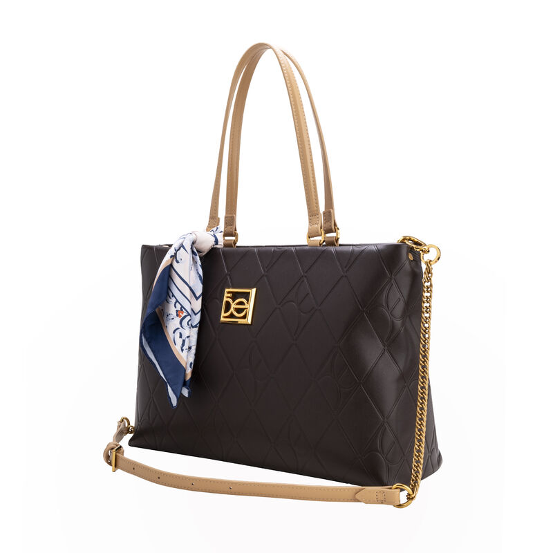 Bolsa Tote Grande Con Troquelado Color Caf&eacute; image number null