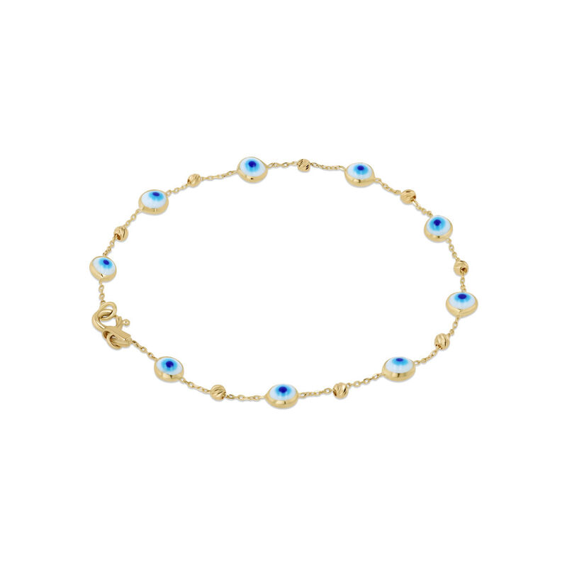 Pulsera Oro Amarillo 14k Con Ojo Turco Azul (18... image number null