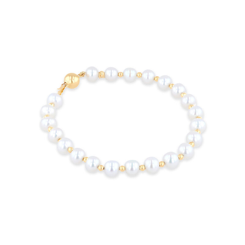 Pulsera De Perlas Y Oro Amarillo 14k (20cm) image number null