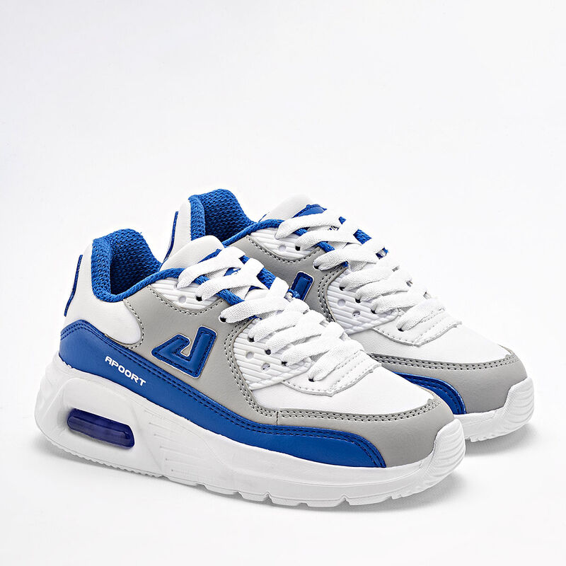 Apoort Tenis urbano para ni&ntilde;o blanco gris azul image number null