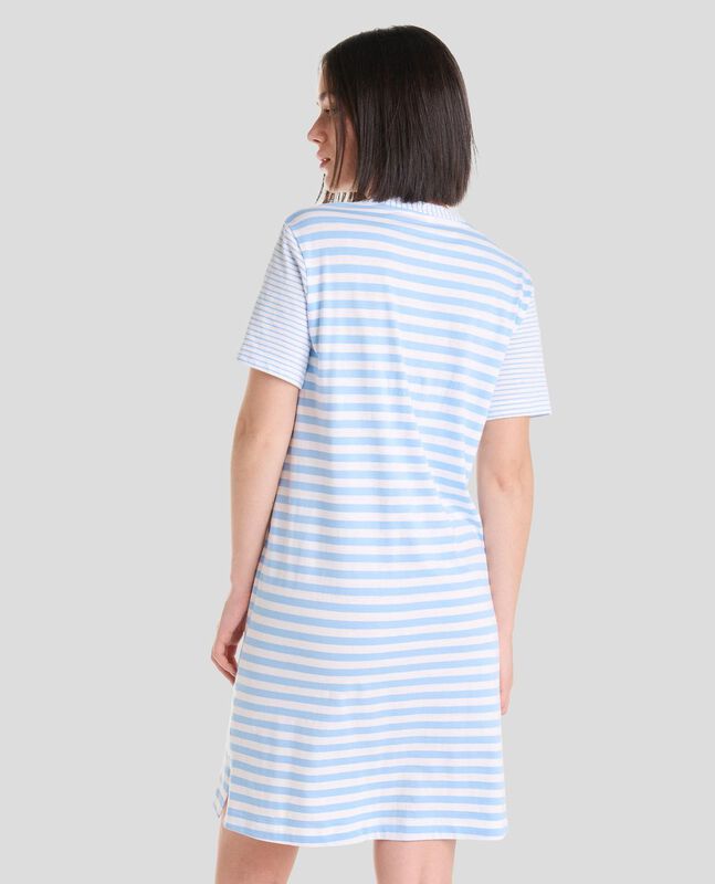 Camis&oacute;n de Rayas de Manga Corta Celeste image number null