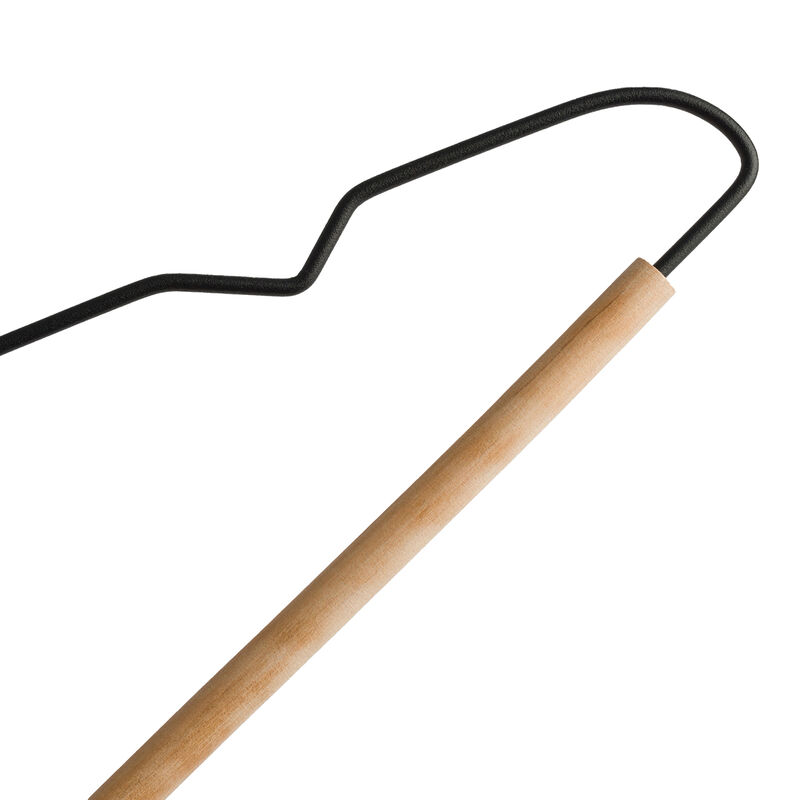 Ganchos met&aacute;licos para ropa con base de madera ... image number null