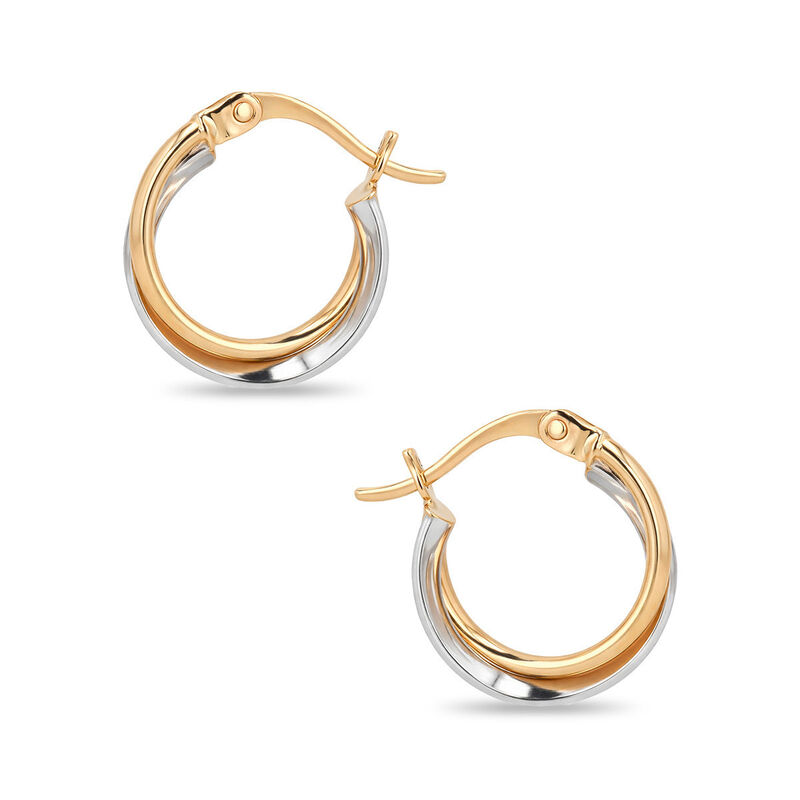 Arracadas Bicolor Oro 10k Con Zirconias 10 mm (... image number null