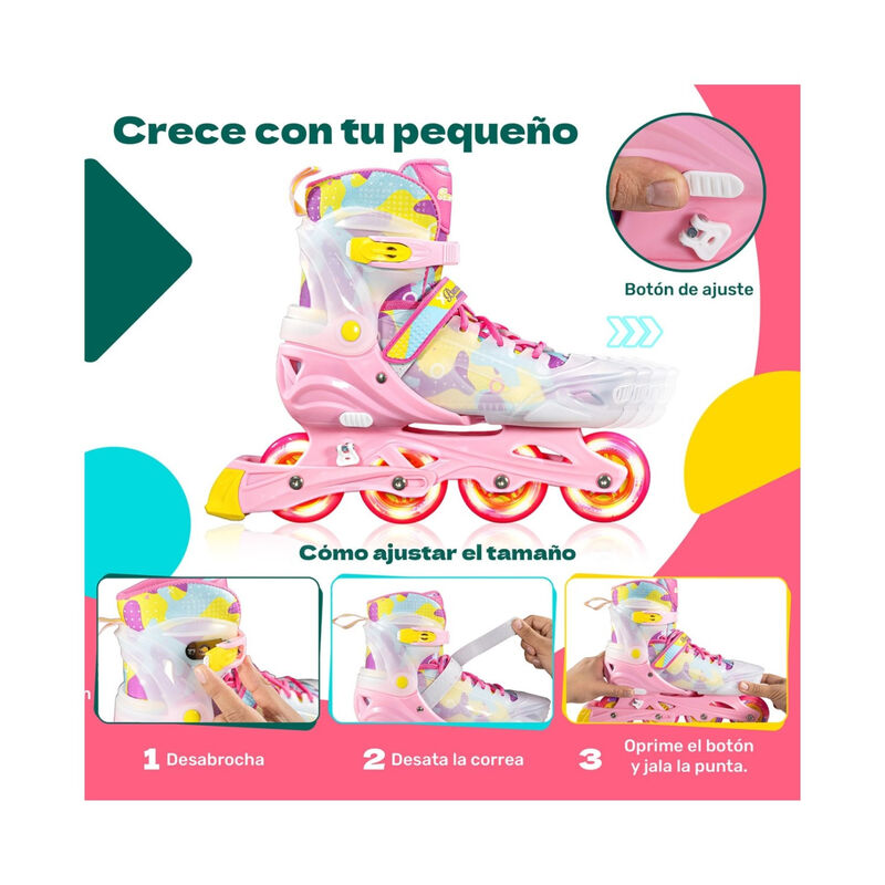 Patines Linea 4 Ruedas Luz Led Ni&ntilde;os Y Adultos ... image number null