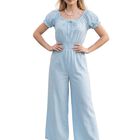 Jumpsuit Largo Fluido Malabis Ves-1044 Azul Claro Tela Ligera Y Ajuste En Cintuta