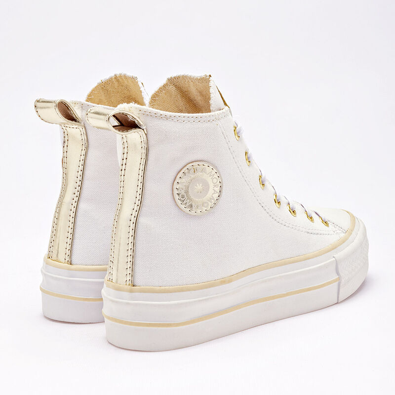 Moramora Tenis urbano para mujer blanco dorado image number null