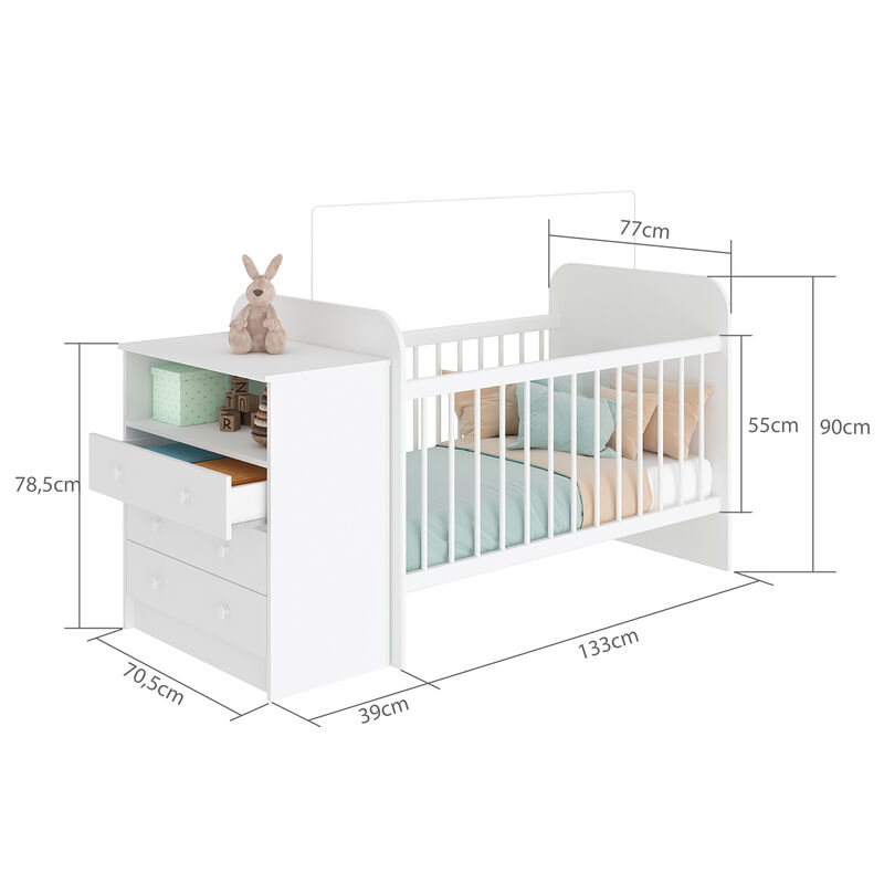 Cuna Con Comoda Skal Baby Color Blanco Premium ... image number null