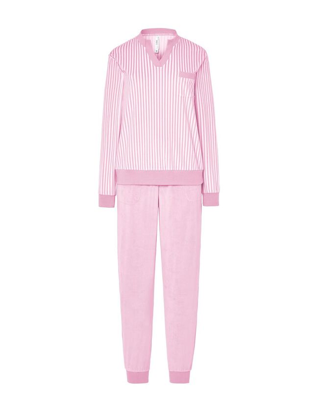 Pijama de Rayas Micropolar Rosa image number null