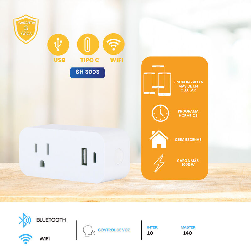 Pack 2 piezas Enchufe Inteligente + Usb C Smart... image number null