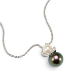 Gargantilla Oro Blanco 14k Con 6 Pts Diamante Y Perla Asp-788-g