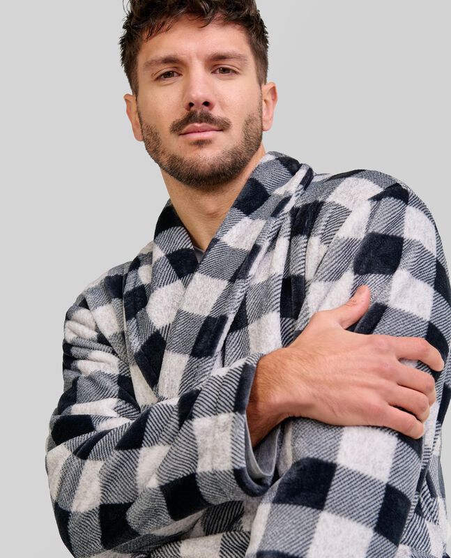 Bata de Cuadros Negros para Hombre Negro image number null