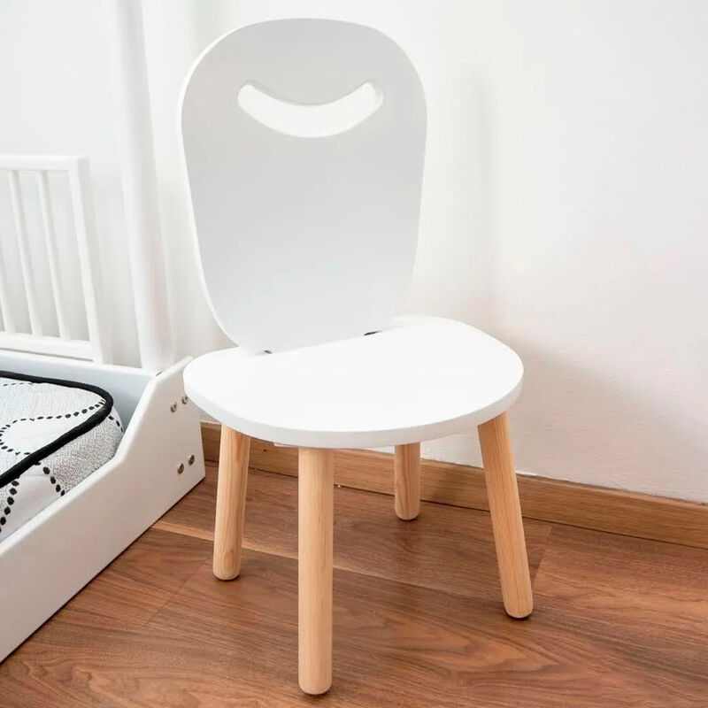 Silla Infantil Moderna de Madera Blanca image number null