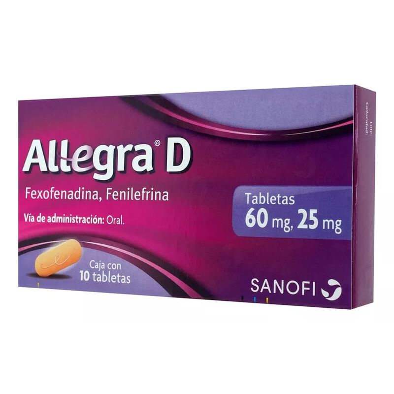 Allegra D Tabletas 25 Mg/60 Mg, 10 Tabletas image number null
