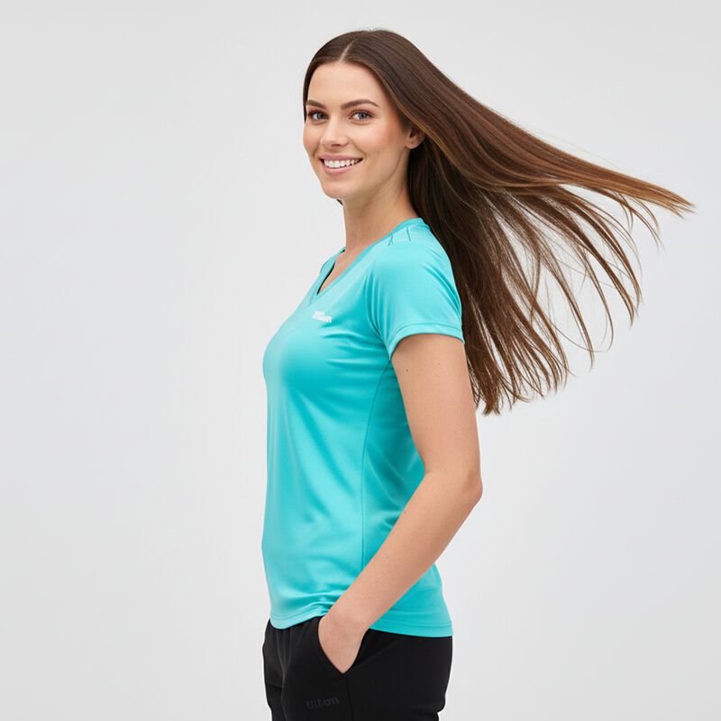 Playera Deportiva Wilson Para Mujer Turquesa Ee... image number null