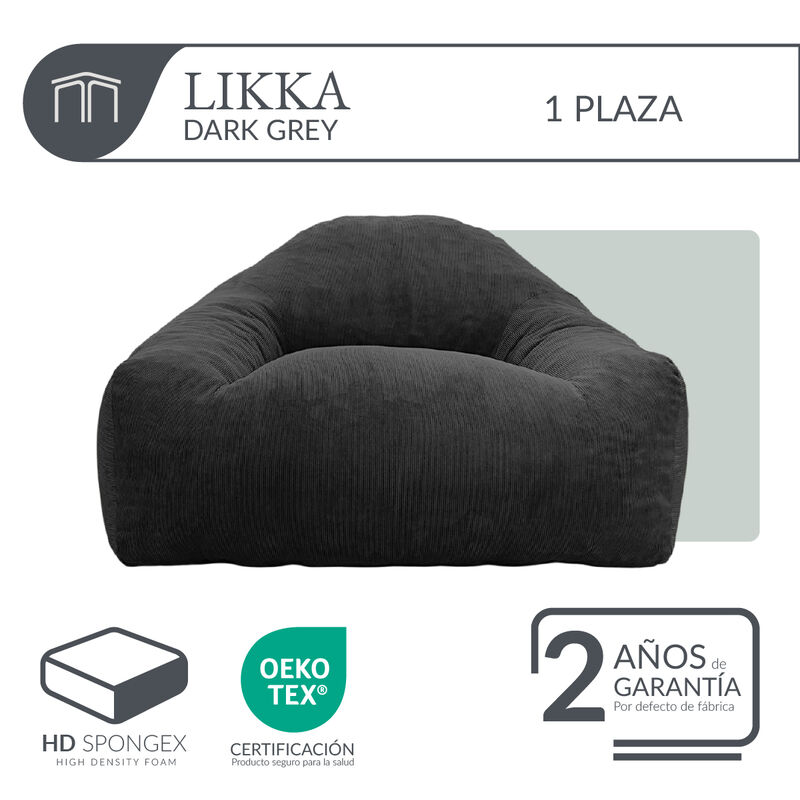 Sill&oacute;n Espuma Alta densidad LIKKA Dark Grey 1 p... image number null