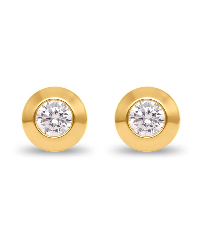 Broqueles De Oro Amarillo 14k Con Zirconias De ... image number null