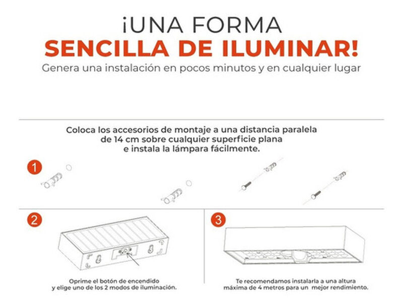 L&aacute;mpara Solar Arbotante Led 6 W Luz De D&iacute;a Sens... image number null
