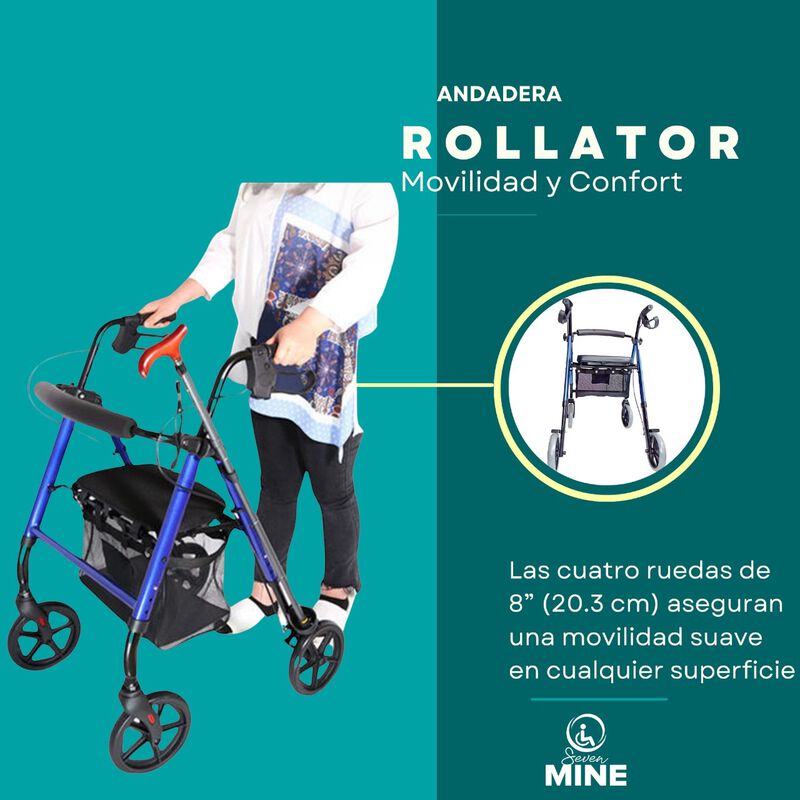 Andadera Rollator Sc-777 Azul Plegable Y Ajusta... image number null