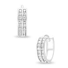 Arracadas De Oro Blanco 14k Con Zirconias (10mm Aprox)