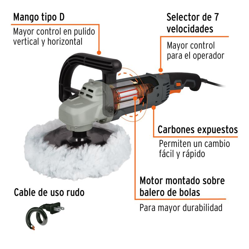 Pulidora 7' 1200 W Velocidad Variable Industria... image number null