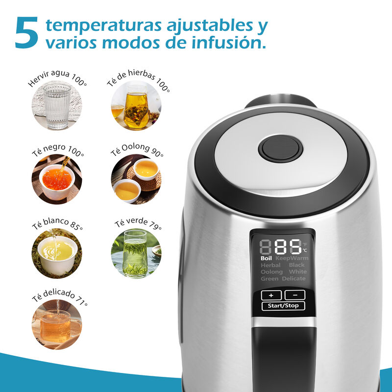 Aigostar Tetera El&eacute;ctrica De Acero Inoxidable 1... image number null