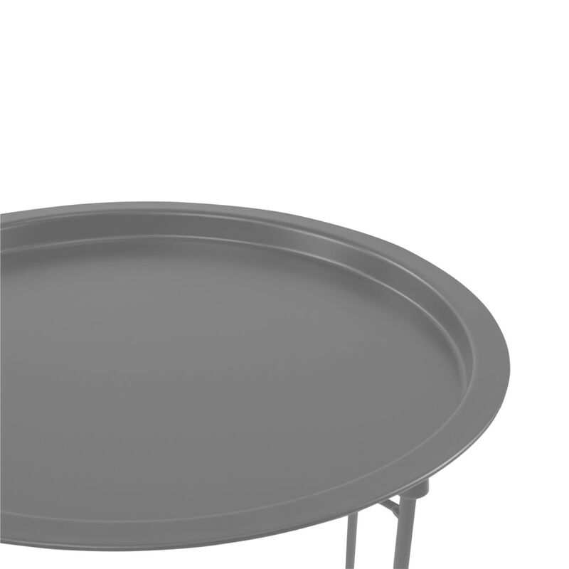Mesa Lateral con Bandeja Redonda - Color Gris image number null