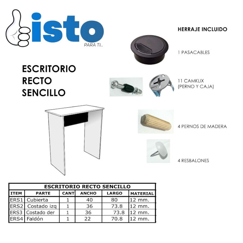 Escritorio Oficina Estudiantil Isto Blanco Home... image number null