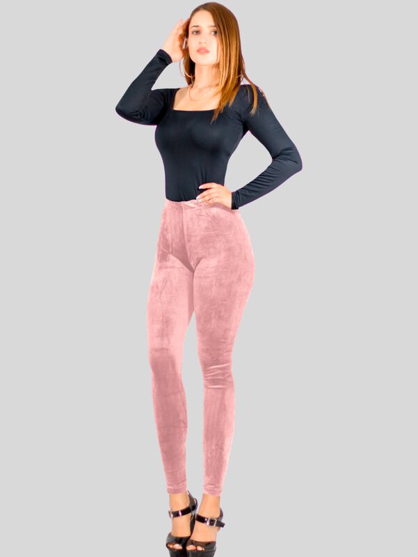 Leggings De Mujer Lic-03 Rosa Aterciopelado image number null