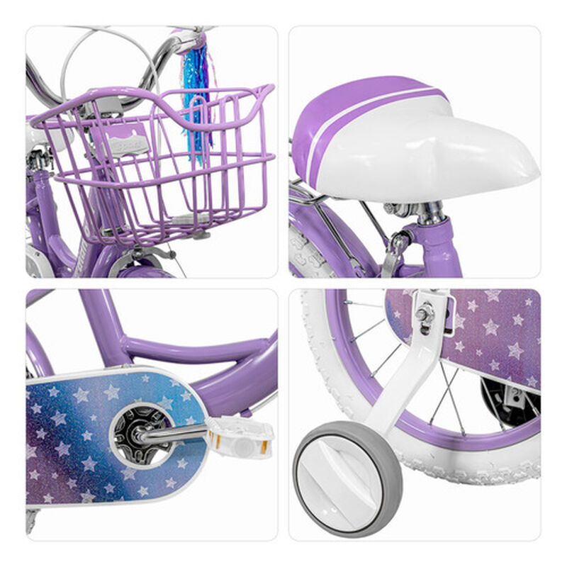 Bicicleta Infantil Morada Ni&ntilde;a Rodada 16 Con Ca... image number null