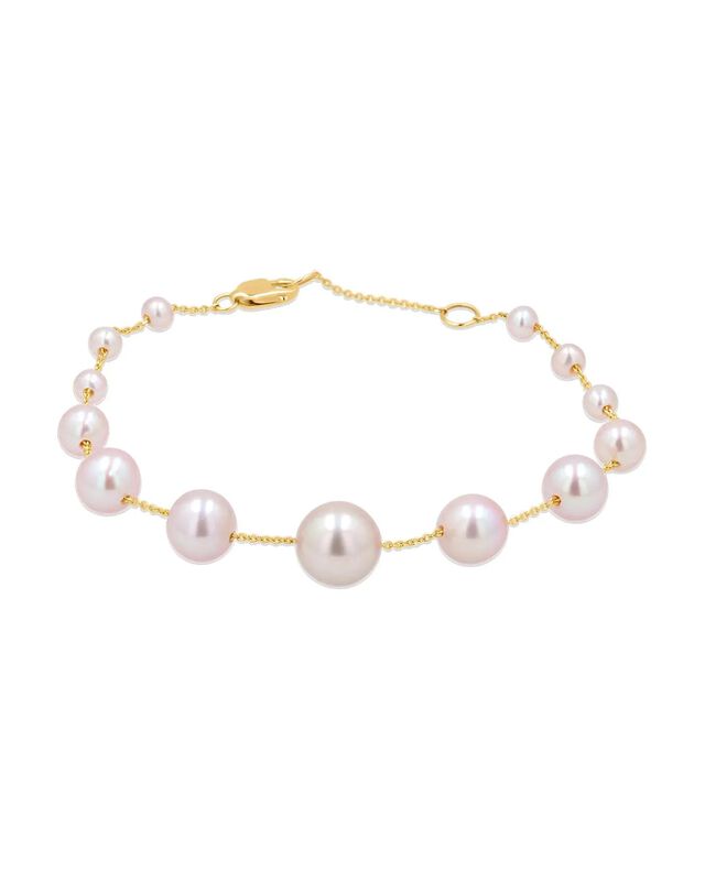 Pulsera Oro Amarillo 14k Con Perlas Rosas 3-9mm... image number null