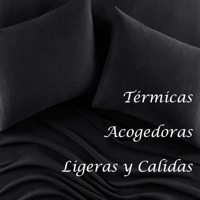 Juego de S&aacute;banas Polar King Size Negro T&eacute;rmicas... image number null