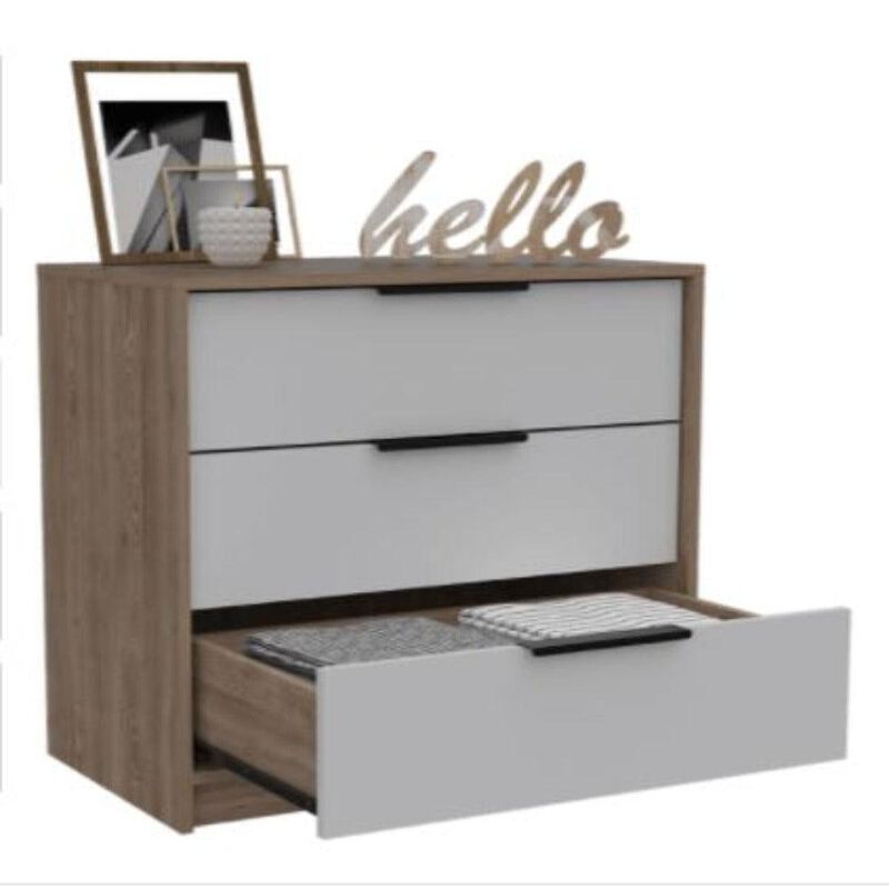 C&oacute;moda Organizador Wesley Miel y  Blanco con Tr... image number null