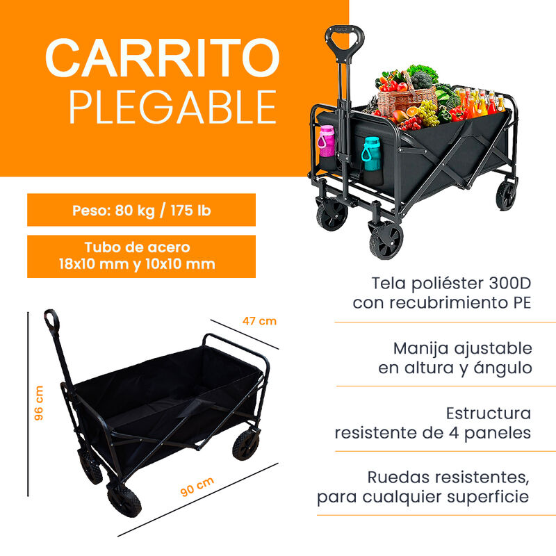 Carrito Vag&oacute;n Plegable Port&aacute;til Multiusos Capac... image number null