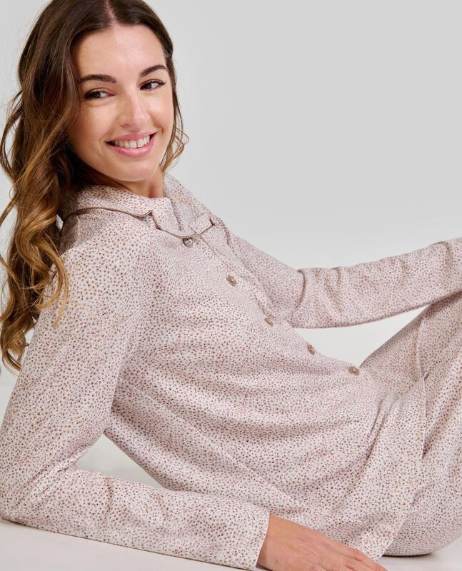 Pijama Florecitas Abierto Camel image number null