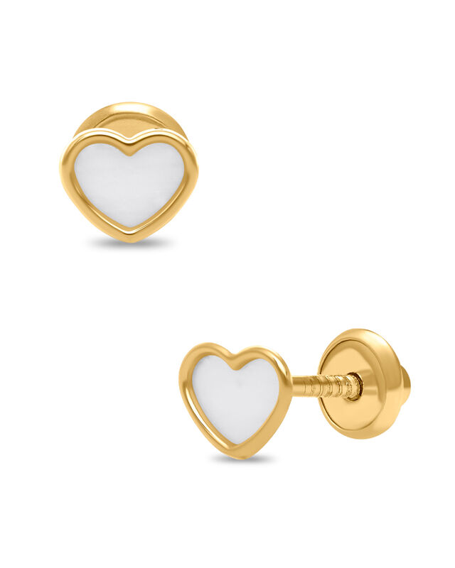 Broqueles Corazon Oro Amarillo 14k Nacar Prb-86... image number null