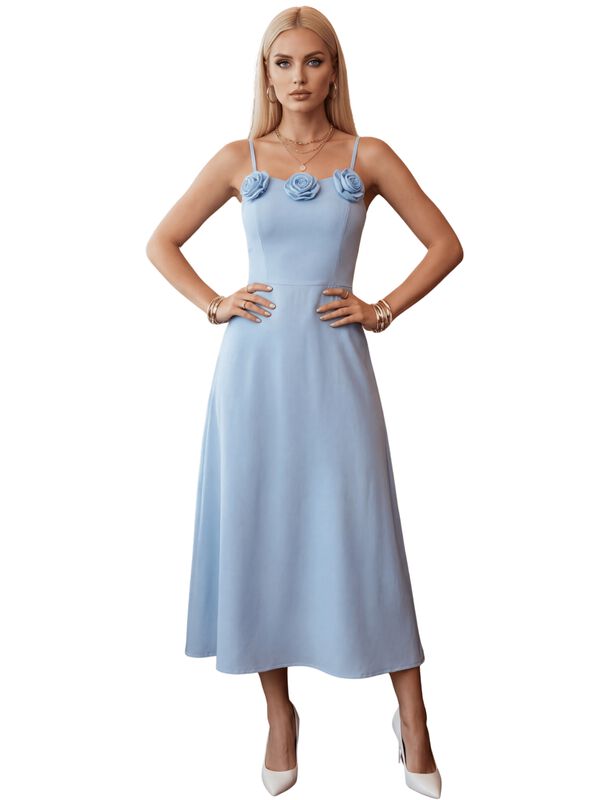 Vestido Midi Elegante Con Tirantes Y Detalle Fl... image number null
