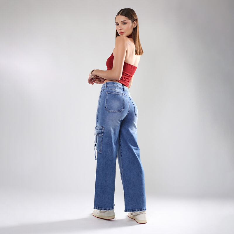 Jeans Wide Leg Tiro Medio Azul Medio Sb4595 Muj... image number null