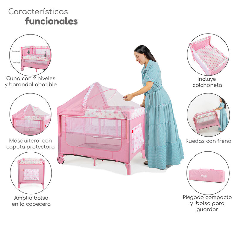 Cuna Colecho D&rsquo;Beb&eacute; con 2 Niveles Mosquitero Ac... image number null