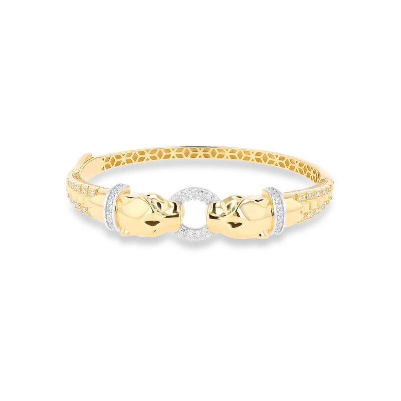 Pulsera De Jaguar De Oro Amarillo Con Blanco 14... image number null