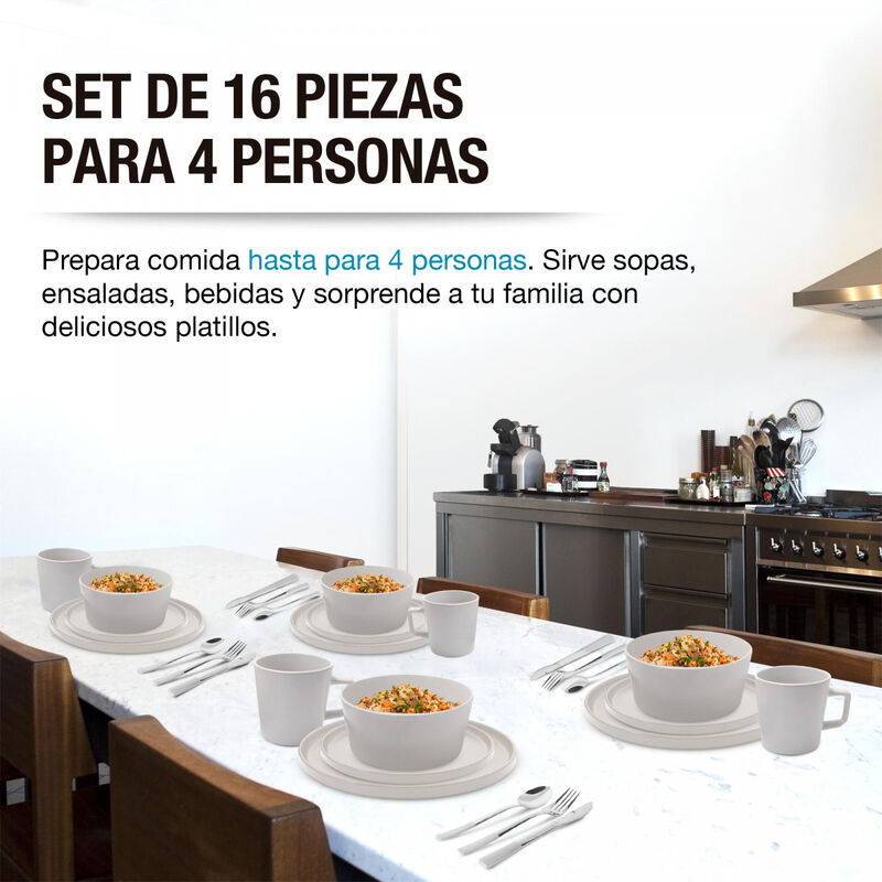 Vajilla para Cocina de Gres 16 Pzs para 4 Color... image number null