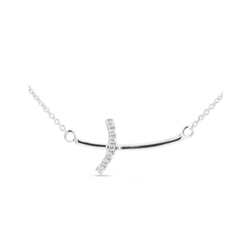 Gargantilla Cruz Oro Blanco 14k 5pts Diamante image number null