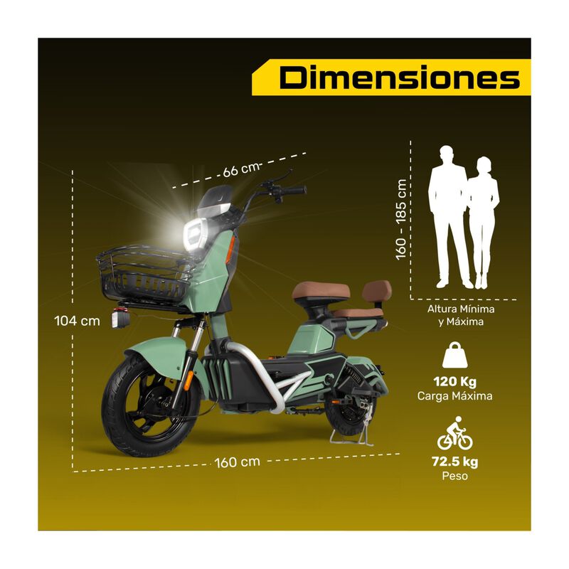 Bicicleta El&eacute;ctrica Moto Bici Scooter 3 Vel 55k... image number null