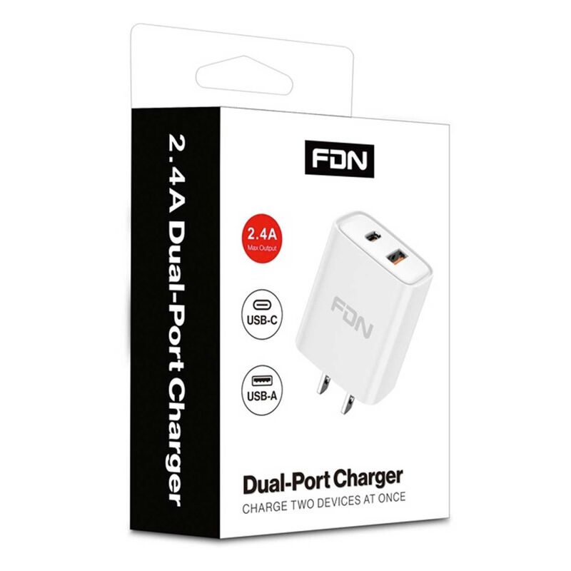 Cargador Ac Fdn Dual Usb-c Usb-a 2.4a Blanco (s... image number null