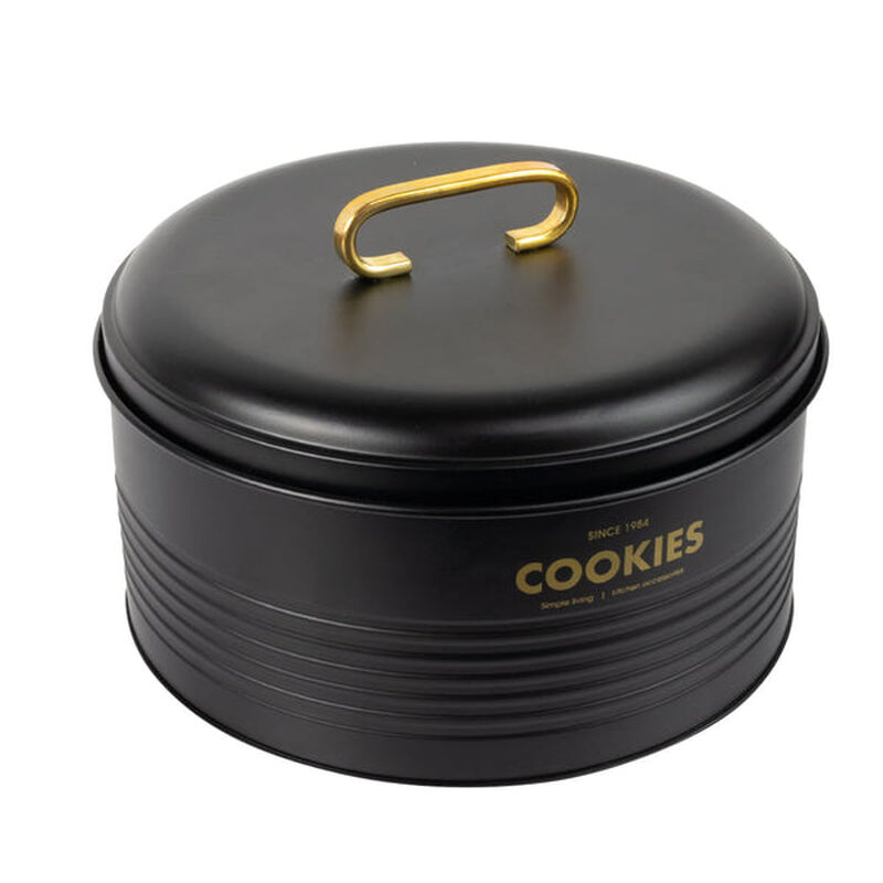 Contenedor Met&aacute;lico Retro Redondo Ideen Negro M... image number null