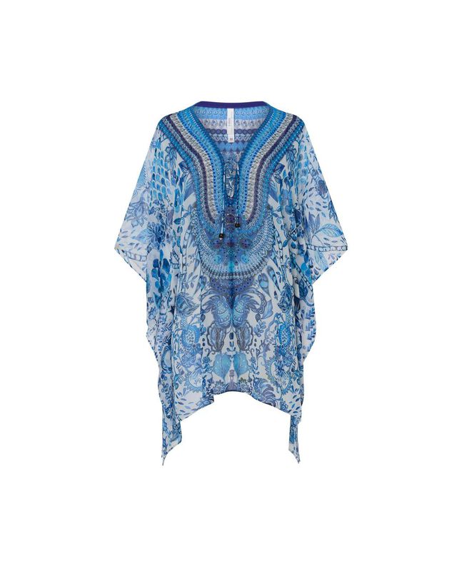 Kaftan con Pedrer&iacute;a Estampado Azul image number null